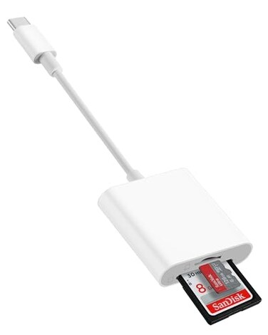 Kisumi USBC SD Card Reader for iPhone 15 16 17 Pro Max AiriPadMacMacBook 2in1 Digital Camera Memory Card Adapter for SD and Micro SD Cards
