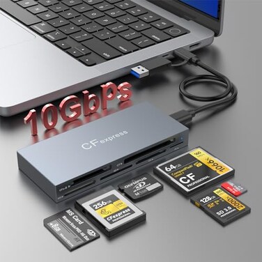 Rocketek 6 in 1 CFexpress Type B Card Reader Multi CF Express Reader for CFexpress Type BSDTFCFXDMS USB 32 Gen 2 10Gbps CFexpress Adapter Memory Card Reader Compatible with WindowsMacLinuxAndroid