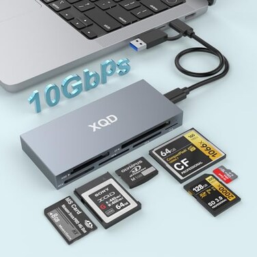 Rocketek 8 in 1 XQD Card Reader 10Gbps Multi XQD Reader for Sony GM Series Lexar 2933x1400x USB Mark XQD CardCFXDMSTFSD Reader USB C USB 30 Memory Card Reader for WindowsMac OSLinuxAndroid