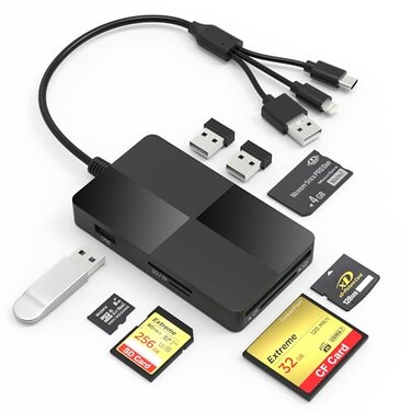 Ardaddyn Memory Stick pro Duo Adapter Reader 8 in 1 SDTFMSCFXD Card Reader for iPhoneComputerUSBC Device LightningUSB AUSB C Multi Memory Card Reader with 3 USB 20 Ports XD Picture Card Reader