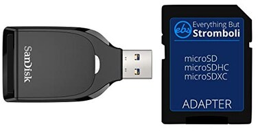 Everything But Stromboli SanDisk SD UHSI Card Reader USB 30 for SDSDHCSDXC Memory Cards SDDRC531GNANN Bundle with 1 MicroSD to SD Adapter