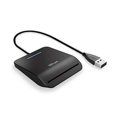 Trust First Smart Card Reader DNI Compliant with FIPS 201 FIPS TAA and ISO 7816 Class A B C 100 cm Cable USB Plug Play Black