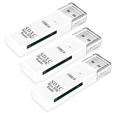 Wansurs USB SD Card Reader for PC Micro SD Card to USB Adapter Card Reader for Camera Memory Card Reader Card Reader for Laptop 3 Pack USB20 White