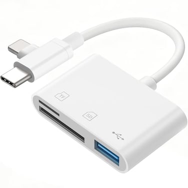 SUNTRSI SD Card Reader for iPhone iPad Micro SD Card Reader Memory Card Reader with USB Adapter Plug and Play Trail Game Camera Card Viewer Supports SD and TF Card No App Required