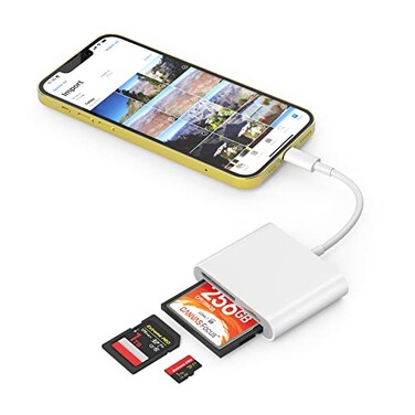 SZHAIYIJIN CF SD Card Reader for iPhone iPad 3 in 1 Compact Flash Memory Card Reader Adapter 3Slot MicroSD CF SD Trail Game Digital Camera Viewer for iPhone 1414 Pro1313 Pro No App Required