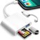Oyuiasle SD Card Reader for iPhone iPad Trail Camera Viewer 3in1 SD Adapter with Dual Slots USB Port Memory Card Adapter Dualconnector Design with LighteningUSBC for Photographers Plug Play