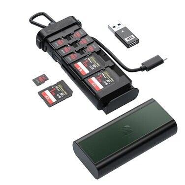 Freewell USB 32 Duo Card Reader SD Micro SD Dual Slot Reader with Storage Compartment Designed for Professional Photographers and Videographers