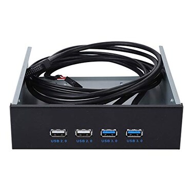 ASHATA 525 Front Panel4 USB Port Optical Drive Front PanelMultifunction 525 Inch 19 Pin9Pin to USB 30 USB 20 4 Port Metal Optical Drive Bay for 7 32