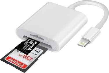 GOLDYIPE SD Card Reader for iPhone iPad Dual Connector Lightening 2IN1 Micro SD Memory Card Reader 2 in 1 SD and TF Card Adapter Portable Trail Camera Viewer No Driver Needed Plug and Play