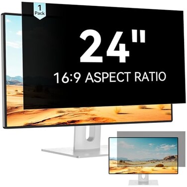 Mamol 24 Inch Computer Privacy Screen Filter for 169 Aspect Ratio Widescreen Monitor Removable Computer Screen Privacy Shield and Anti Glare Blue Light Filter AntiScratch Screen Protective Film