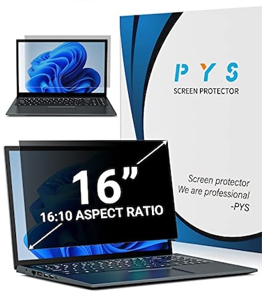 PYS Laptop Privacy Screen 16 Inch Removable Laptop Screen Privacy Shield for 1610 Widescreen Display Anti Glare Blue Light Screen Filters for Eye Protection Black
