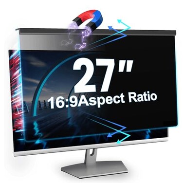 VERPONITY Magnetic Computer Privacy Screen 27 Inch Aesthetic Hanging Privacy Screen for Computer Monitor with AntiBlue Light Coating Removable PVC Magnetic Attachment Computer Monitor Privacy