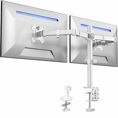 VIVO Dual Monitor Desk Mount Heavy Duty Fully Adjustable Stand Fits 2 LCD LED Screens up to 32 inches White STANDV032W