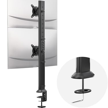 HEMUDU Dual Monitor Articulating Desk Mount Arm Stand Vertical Stack Screen Supports Two 13 to 34 Inch Computer Monitors with C Clamp