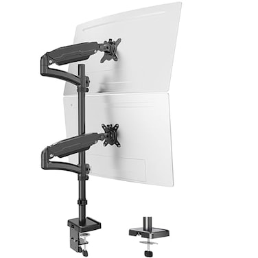 MOUNT PRO Vertical Dual Monitor Mount Stacked Monitor Stand for 2 Computer Screens up to 32 inches Full Motion Adjustable Tall Display Desk Mount Each Arm Holds up to 176lbs VESA Mount
