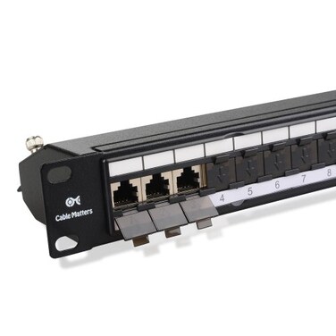 Cable Matters Rackmount or Wall Mount 24Port Shielded RJ45 Patch Panel with Jack Shutter