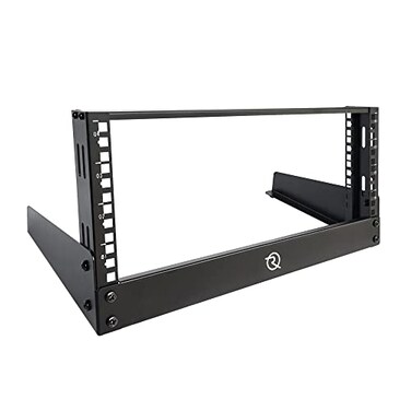 RIVECO 4U Network Rack Desktop 19 Inch 2 Post Open Frame Shelf with Reinforced Beam Free Standing Tabletop Racks for IT Server Sound AV Equipment
