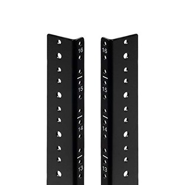 NavePoint 16U Vertical Rack Rail Pair DIY Kit with Hardware Black