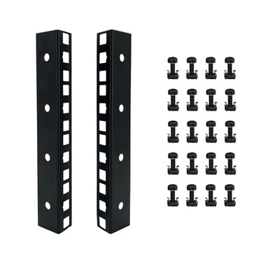 FMUSER 4U Rack Rails with M6 Rack Mount Screws and Cage Nuts Set for DIY Server and Network Switch Racks