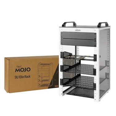 Tecmojo 9U Network Rack 10 inch Mini Server Rack with 2 Side Translucent Panels 2 Top Handles 787 inch Deep for 10 inch IT Equipment AV Devices White
