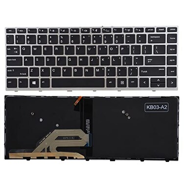 SUNMALL Replacement Backlit Keyboard Compatible with HP ProBook 430 G5 440 G5 445 G5 640 G4 645 G4 640 G5 with Silver Frame Backlight No Pointer L09546001 L00735001