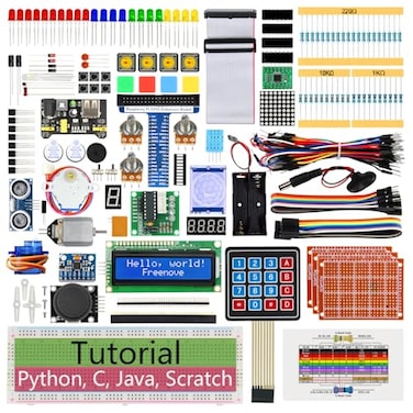 Freenove Ultimate Starter Kit for Raspberry Pi 5 4 B 3 B 400 Zero 2 W 962Page Detailed Tutorial Python C Java Scratch Processing Code 223 Items 128 Projects Raspberry Pi NOT Included