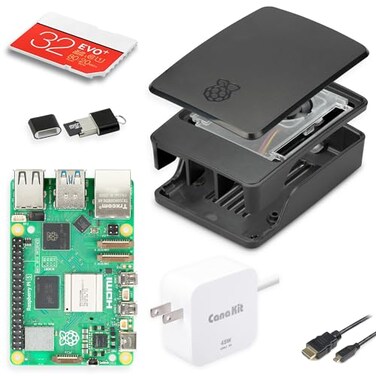 CanaKit Raspberry Pi 5 Essentials Starter Kit with Official Black Case 8GB RAM