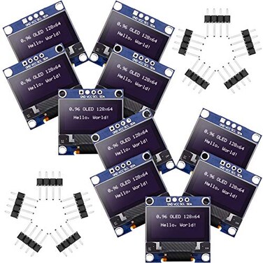 Frienda 10 Pieces I2C OLED Display Module OLED Screen Driver IIC I2C Tabellone Seriale con Display AutoLuminoso Compatible with ArduinoRaspberry PIWhite