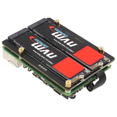 Geekworm X1005 PCIe to Bottom Dual M2 HAT NVMe SSD PCIe Peripheral Board for Raspberry Pi 5 Support M2 2230224222602280 SSD