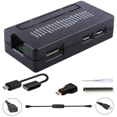 GeeekPi Pi Zero 2 W CaseZero W Case 7 in 1 Basic Starter Kit with 20Pin GPIO Header OTG Cable Switch Cable HDMI Adapter and Screwdriver for Raspberry Pi Zero 2 WZero W Black