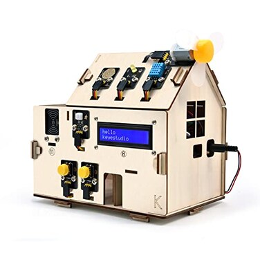 KEYESTUDIO IOT ESP32 Smart Home Starter Kit for Arduino and PythonElectronics Home Automation Coding Kit Wooden House DIY Sensor KitSTEM Educational Set for Adults Teens 15