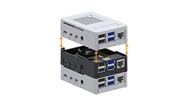 MaticBox4 Case for Raspberry Pi 4 Low Profile Stackable Universally Mountable DIN Rail Automation Friendly Fan Support White