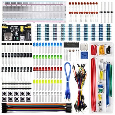 REXQualis Electronics Component Fun Kit wPower Supply Module Jumper Wire 830 tiePoints Breadboard Precision PotentiometerResistor Compatible with Arduino Raspberry Pi STM32