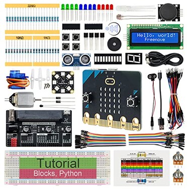 Freenove Super Starter Kit for BBC Microbit V2 Included 266Page Detailed Tutorial 192 Items 38 Projects Blocks and Python Code
