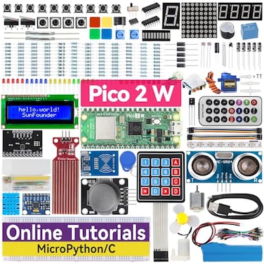 SunFounder Raspberry Pi Pico 2 W Ultimate Starter Kit with 110Video Courses Online Tutorials 96 Projects 16 IoT Projects MicroPython C Compatible with Arduino IDE