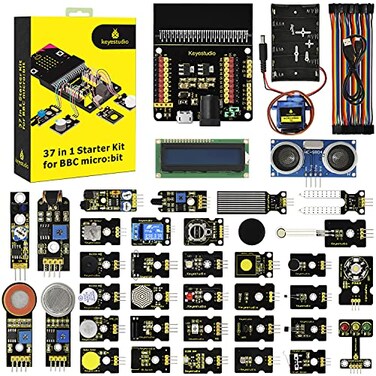 KEYESTUDIO 37 Sensors in 1 Box Starter Kit for BBC Micro bit with Tutorial Without Microbit Board Compatible with V15 V2 Microbit Sensor Kit Accessories Programming Electronics for Teens Adults