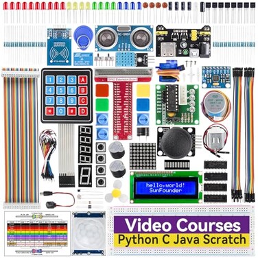SunFounder Da Vinci Starter Kit for Raspberry Pi 5 4B 3B B 400 Zero 2 W Python C Java Scratch Nodejs Online Tutorials Video Courses for Beginners Experts Raspberry PI NOT Included