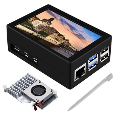GeeekPi 35 inch HDMI Touch Screen with Case for Raspberry Pi 5 with Official Pi 5 Active Cooler 320x480 Monitor TFT LCD Display for Raspberry Pi 5