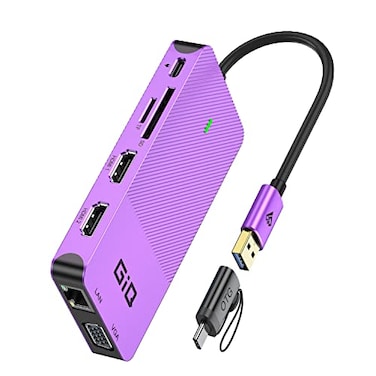 Giq USB Docking Station GIQ USB C hub USB 30 to Dual HDMI VGA Adapter Triple Display USB C Laptop Docking Station Dual Display Compatible with MacBook M1 USB DockPurple