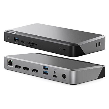 ALOGIC MX3 4K Triple Display Docking Station 11in1 USBC Dock with 3X DisplayPort 100W Laptop Charging USB Hub Ethernet SD microSD Card Reader Audio Jack for Windows Laptops