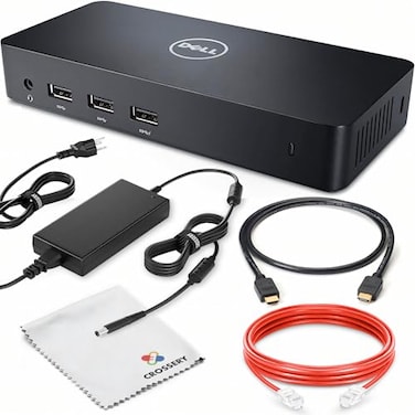 Crossery Dell D3100 Docking Station Bundle Dual Monitor USB 30 Ultra HD4K Support Includes HDMI Cable 65W Power Adapter Ethernet Cable Microfiber Cleaning Cloth Renewed