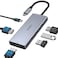 HODO Docking Station to Dual HDMI Monitors Adapter USB C to Dual HDMI Adapter 4K 60 Hz for Laptops Docking Station Dual Monitor with PD 3 USB Port Button Compatible for HP Elitebook Dell XPS 13 15 etc