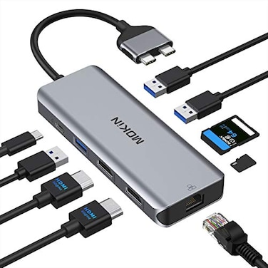 MOKiN MacBook Pro Docking Station Dual Monitor MacBook Pro HDMI Adapter9 in 1 USB C Adapters for MacBook Pro Air Mac HDMI Dock Dongle Dual USB C to Dual HDMI Ethernet 3USB SDTF100W PD
