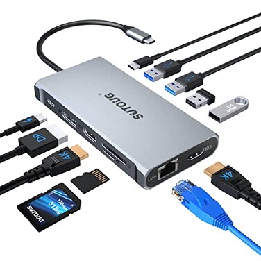 SUTOUG 12 in 1 USB C Hub Docking Station Triple Displays Laptop Docking Station for MacBook Pro and Windows2 HDMI DP 100W PD SDTF Card Reader 3 USB 30 Ports MAC OS only Support Mirror Mode