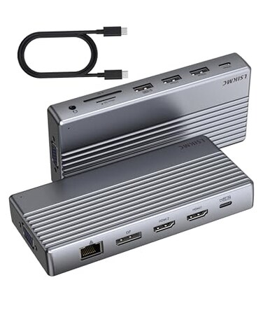 LSIKMC Laptop USB c Docking Station 4 Monitorslsikmc 13in1 usbc Hub with Dual HDMI 4kDP 4k VGA 100W PD Gigabit Ethernet3USB 30USBcSDTF Card Reader35Audio Computer Dock for DellHPLenovo
