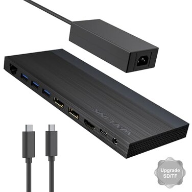 WAVLINK Laptop Docking Station Docking Station 3 Monitors with 2 DPHDMI 4K144Hz130W PD Charger 4 USB 30 Audio Gigabit Ethernet TFSD for LenovoHPDell Windows System Computer