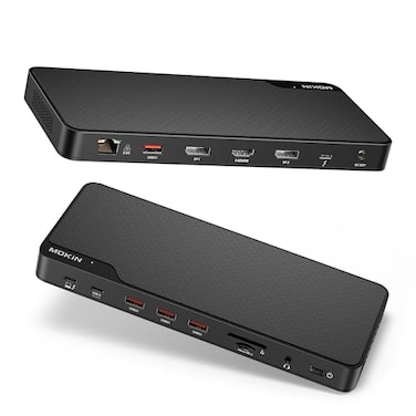 MOKiN Thunderbolt 4 Dock 16 Ports Laptop Docking Station Dual Monitor for MacBook Docking Station 3 Monitors for Windows with 150W DC PowerTB4 Cable25 Gigabit EthernetThunderbolt