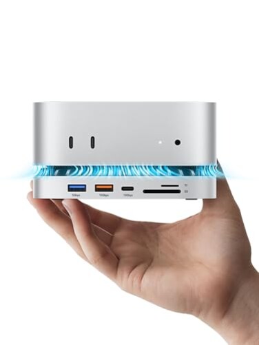 MOVE SPEED mini M4 Dock Enclosure 10 in 1 Aluminum Stand Hub 10Gbps USBCA 4K60Hz HDMI SDTF Reader SpaceSaving Vertical Design