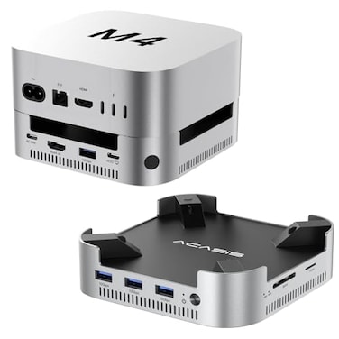 ACASIS Mac mini M4 Dock Stand with DualBay NVMe SSD Enclosure Aluminum HDMI Hub for Mac mini M4 and M4 Pro 2024 4K60Hz HDMI4 X 10G USB A PD 30W SDTF Support SSD BM MKey