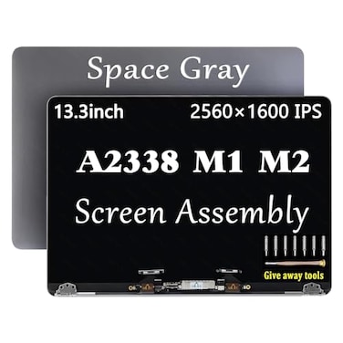 GBOLE A2338 M1 M2 2020 Screen Replacement for MacBook Pro Retina M1 M2 A2338 EMC 3578 8162 MYD83 MYD92 MYDA2 MYDC2 MNEQ3 MNEP3 MNEJ3 Full LED LCD Screen Display Assembly Grey
